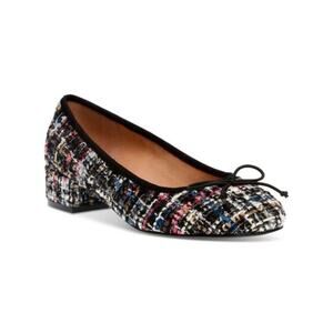 Steve Madden Black Cherish Tie Block Heel Slip On Tweed Ballet Flats size 7.5